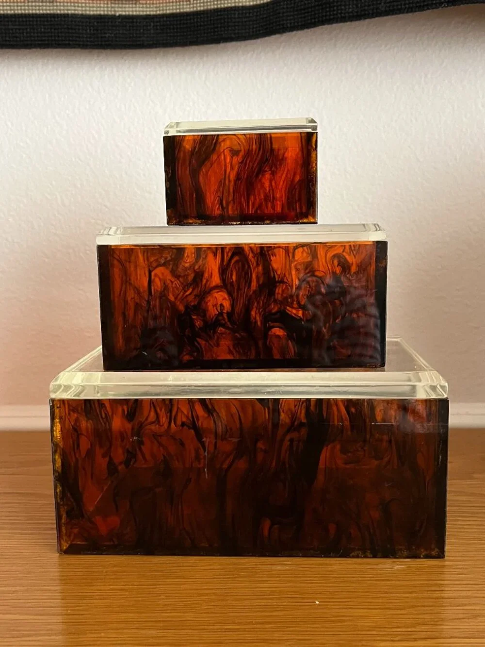 Mid Century Faux Tortoise Shell Nesting Box Set - Picture 1 of 2